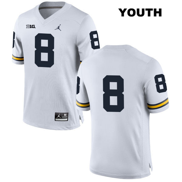 Youth NCAA Michigan Wolverines John O'Korn #8 No Name White Jordan Brand Authentic Stitched Football College Jersey DY25I37LN